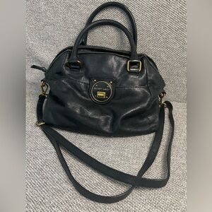 Elliott Lucca Black Leather Satchel with Adjustable Strap